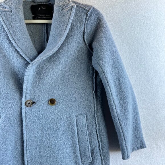 J.Crew Daphne Italian Boiled Wool Coat Womens 2 XS Blue Button Front Peacoat - Picture 4 of 13